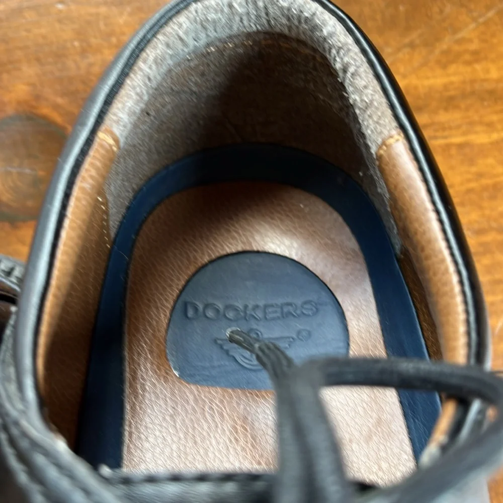Dockers Black Leather Gordon Dress Cap Toe Oxford 090-2214 Sz 10.5